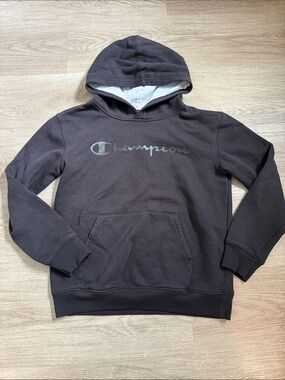 Boys Champion Black Champion Pullover Hoodie Medium 10/12